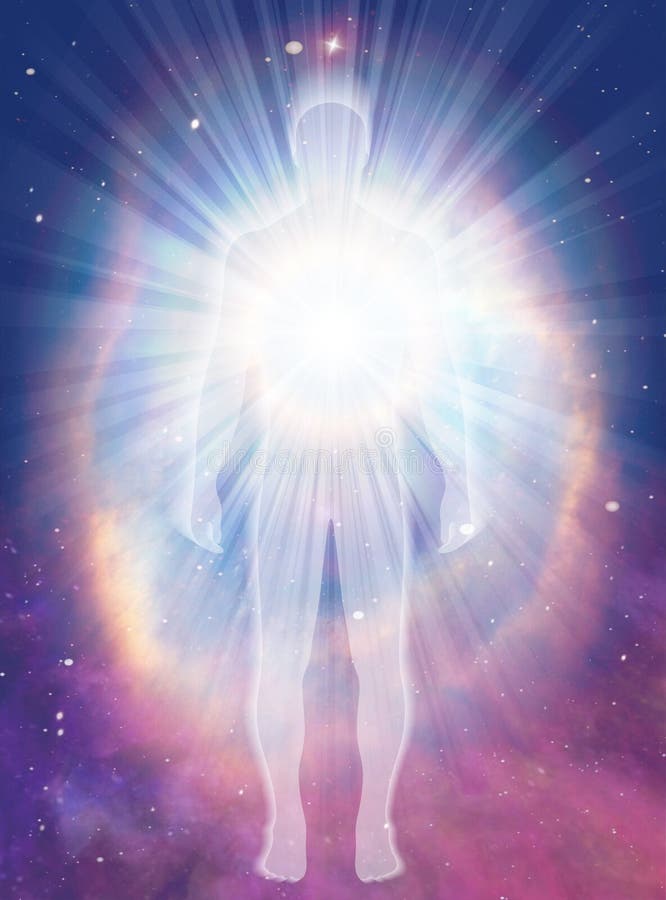 Meditação do universo humano curando feixes de energia do corpo humano