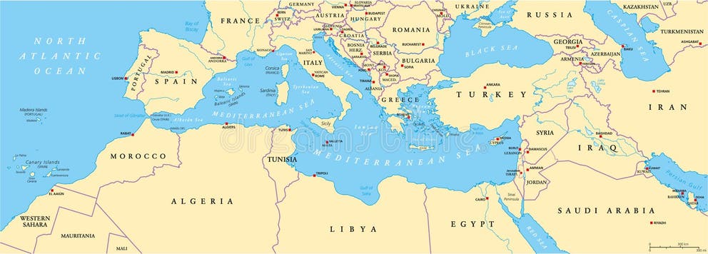 Mediterranean Black Sea Map Stock Illustrations – 753 Mediterranean