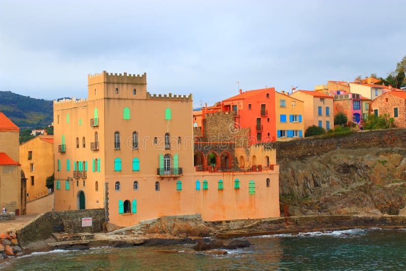 Mediterranean city of Collioure in eastern pyrenean, France. Mediterranean city of Collioure in eastern pyrenean, Roussillon in the South of France stock photo Mediterranean city of Collioure in eastern pyrenean, France. Mediterranean city of Collioure in eastern pyrenean, Roussillon in the South of France stock photo