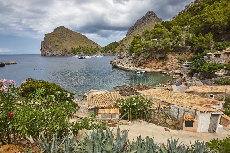 Mediterranean coast in Mallorca. Sa Calobra cove and beach. Spain