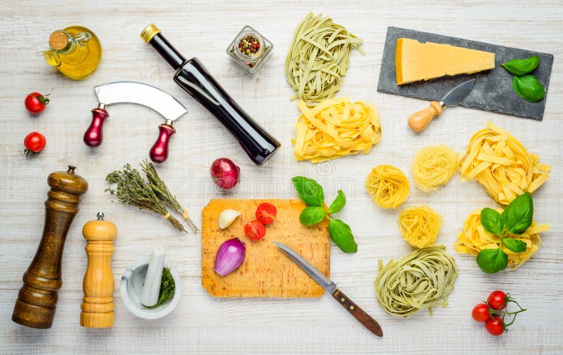 Concept of Mediterranean Cuisine. Different Fruit , Herbs and
