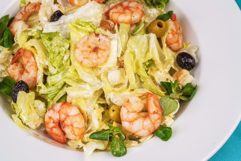 Mediterranean salad. Mediterranean cuisine, European dish. royalty free stock image