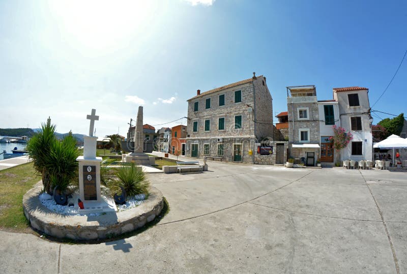 Mediterranean stone village on Krapanj island view, Croatia