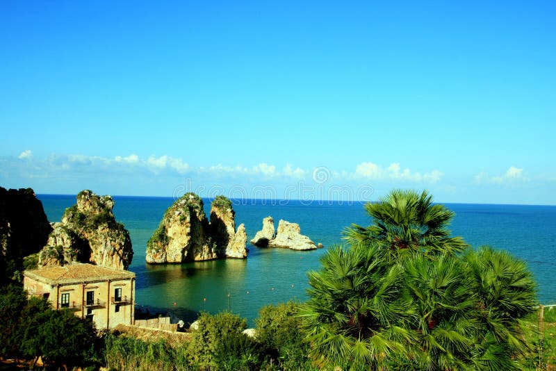 Mediterranean summer coast seascape. Italy stock photo Mediterranean summer coast seascape. Italy stock photo