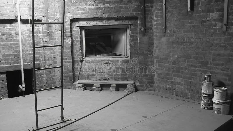 Ladder and wall black and white stock video footage