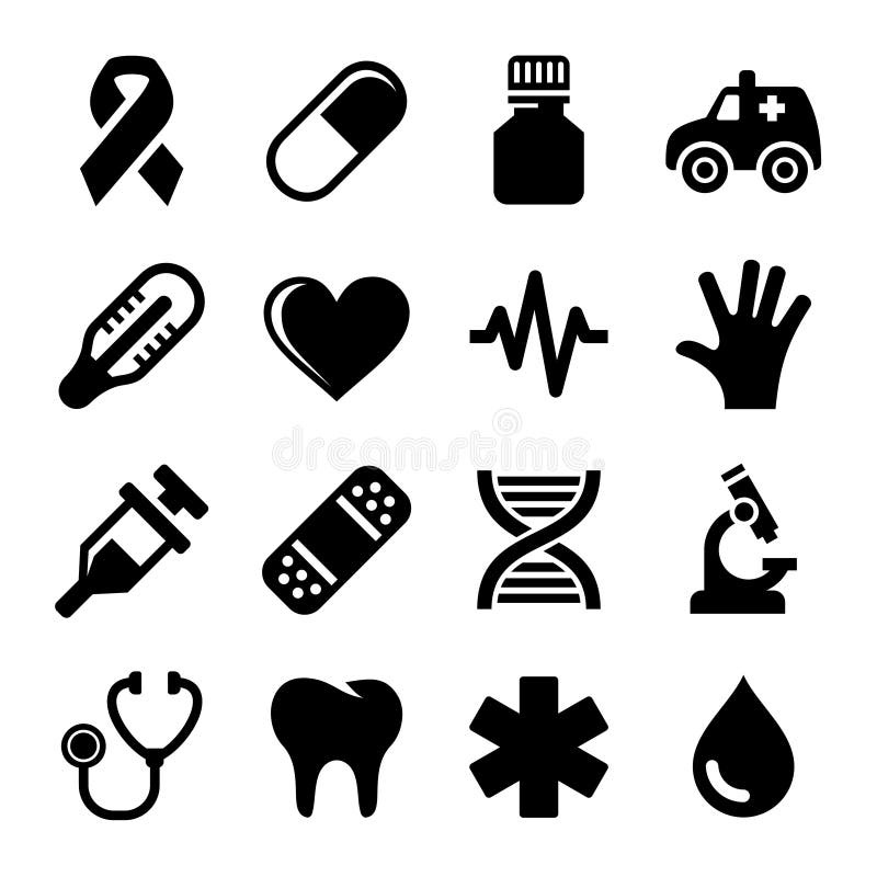 Medizinische und Gesundheitsikonen eingestellt Vektor lizenzfreie abbildung Medizinische und Gesundheitsikonen eingestellt Vektor lizenzfreie abbildung