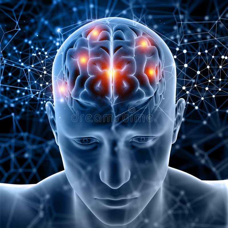 medizinische Zahl 3D mit dem Gehirn hervorgehoben lizenzfreie abbildung medizinische Zahl 3D mit dem Gehirn hervorgehoben lizenzfreie abbildung
