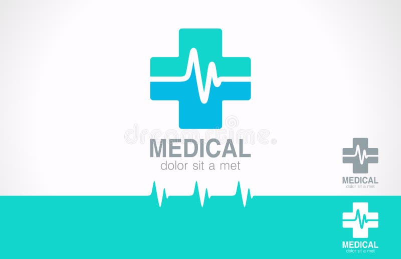 Medizinquerlogo. Apothekenfirmenzeichen. Kardiogramm vektor abbildung Medizinquerlogo. Apothekenfirmenzeichen. Kardiogramm vektor abbildung