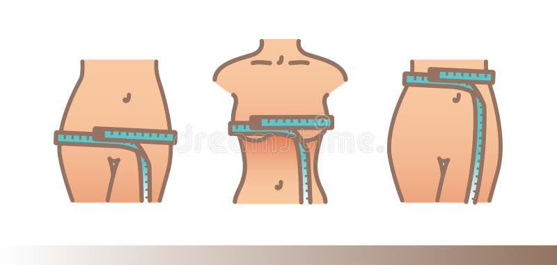 Medições do corpo utilizando uma fita de centímetro. mulheres cintura torácica. ilustração vetorial