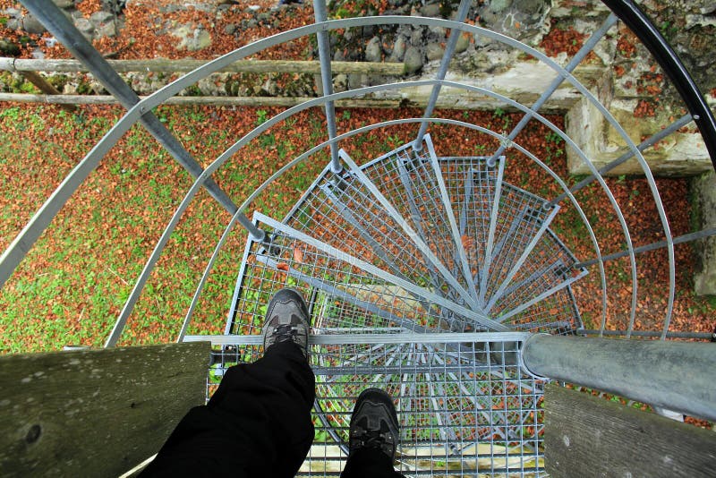 Fear of heights on a spiral staircase. Fear of heights on a spiral staircase