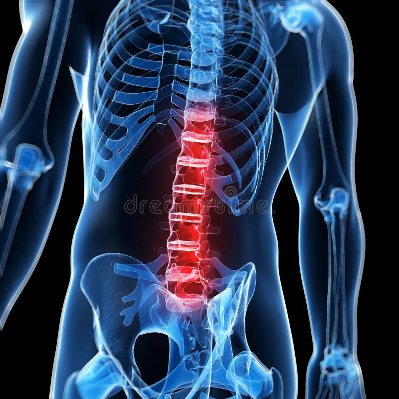 3d rendered illustration of a painful back. 3d rendered illustration of a painful back