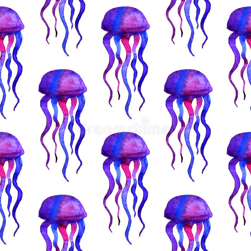 Meduse disegnate a mano di vettore Modello dell'acquerello Viola senza fine e blu variopinti Carta da parati della medusa può ess illustrazione vettoriale Meduse disegnate a mano di vettore Modello dell'acquerello Viola senza fine e blu variopinti Carta da parati della medusa può ess illustrazione vettoriale