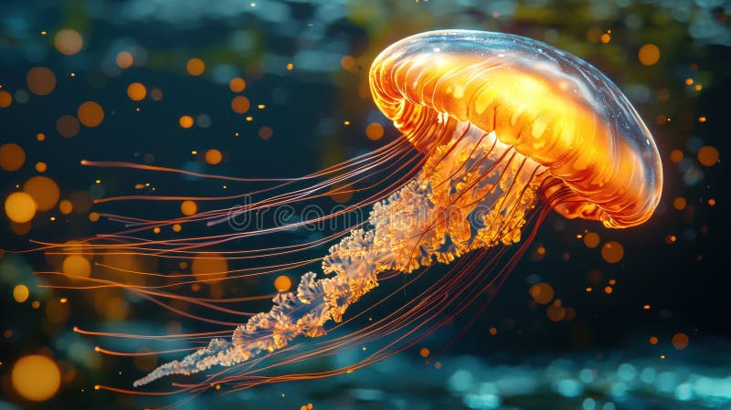 Meduze luminoase : Un balet subacvatic de lumină și grație stock illustration