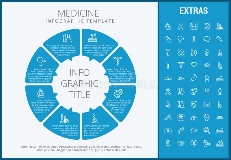 Medycyny infographic szablon, elementy i ikony, royalty ilustracja Medycyny infographic szablon, elementy i ikony, royalty ilustracja