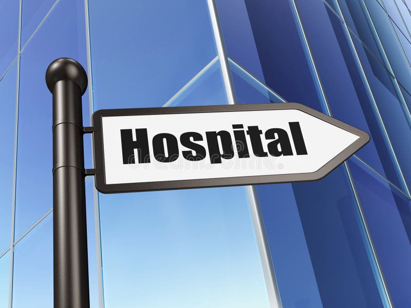 Medycyny pojęcie: szyldowy szpital na budynku tle ilustracji Medycyny pojęcie: szyldowy szpital na budynku tle ilustracji
