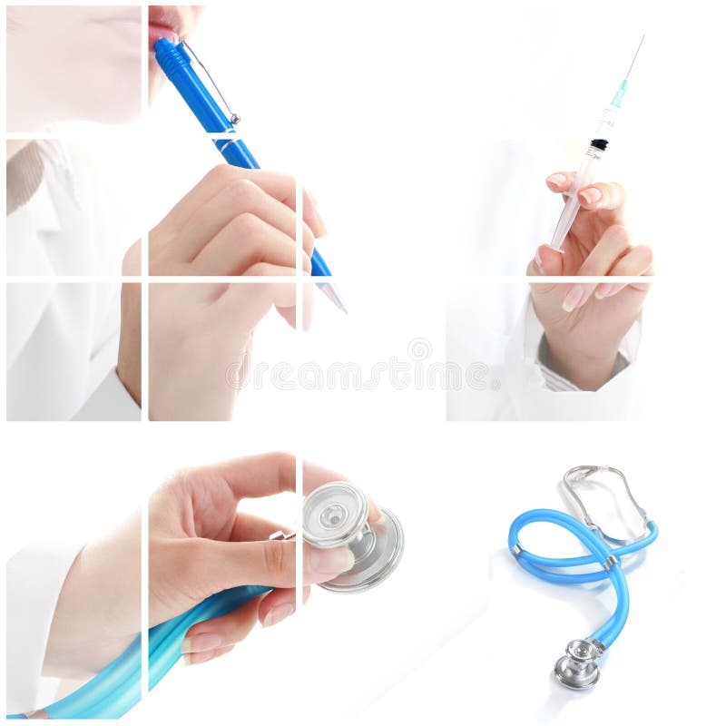 Collage. Medical concept over white background. Collage. Medical concept over white background.