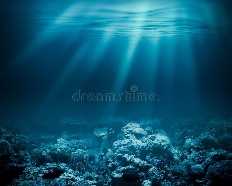 Meer tief oder Ozean Unterwasser mit Korallenriff als a stockfotografie