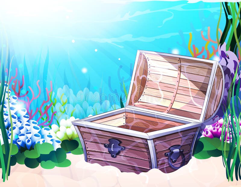 Meeresboden mit alter Truhe vektor abbildung