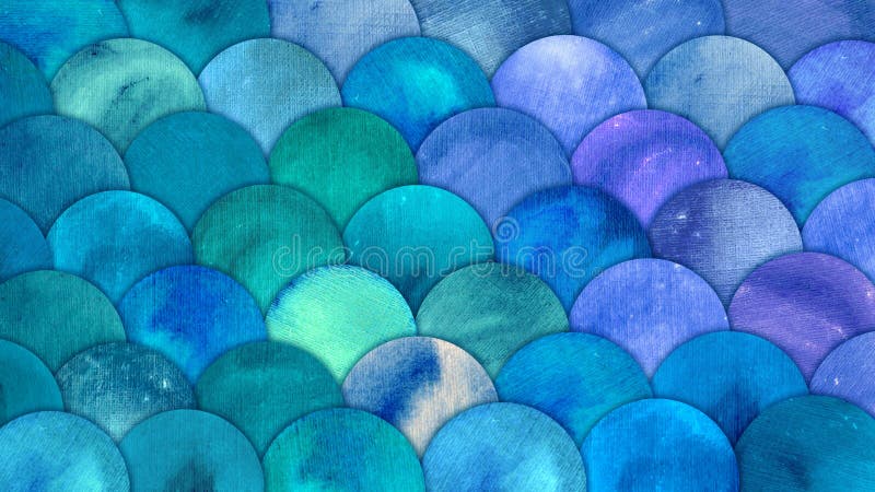 Meerjungfrau stuft Aquarell-Fische squame Hintergrund ein Stuft blaues Muster des hellen Sommers Seemit Reptilian Zusammenfassung lizenzfreie abbildung