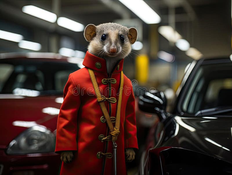 Meerkat valet en aparcamiento ilustración del vector