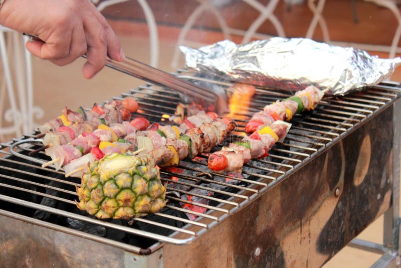 Meet BBQ with vegetables