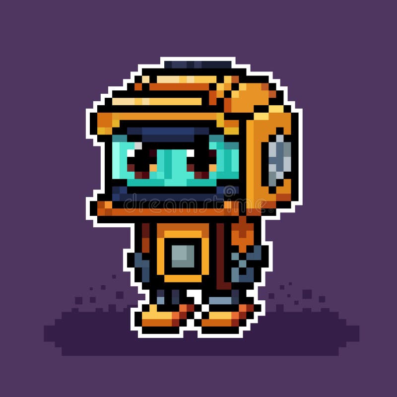 Cute rusty robot,pixel art vector illustration,vector pixel vector illustration