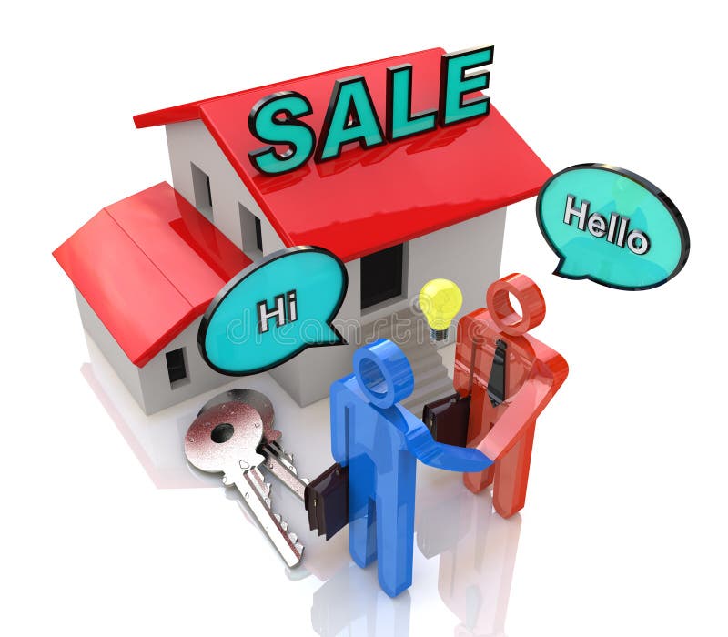 Incontro tra acquirente e venditore nel design delle informazioni relative alla vendita di beni Immobili.