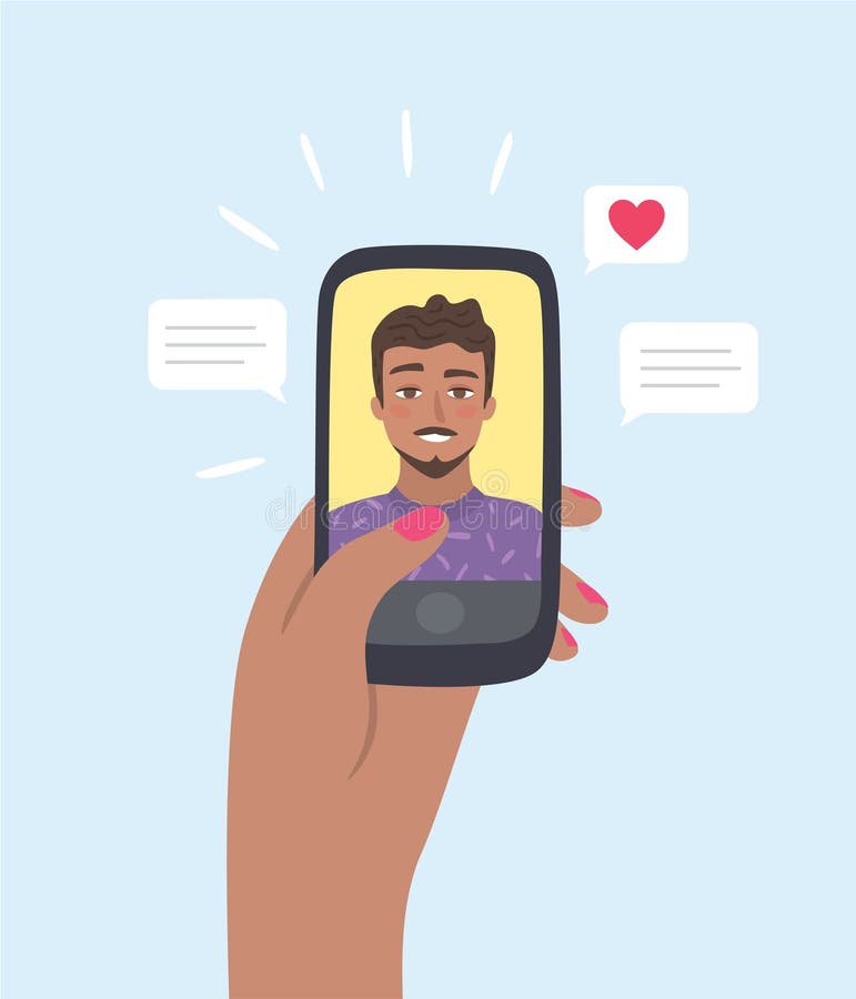 Meeting Hot Guy on Dating App Stock Vector - Illustration of communication,  dark: 139193026