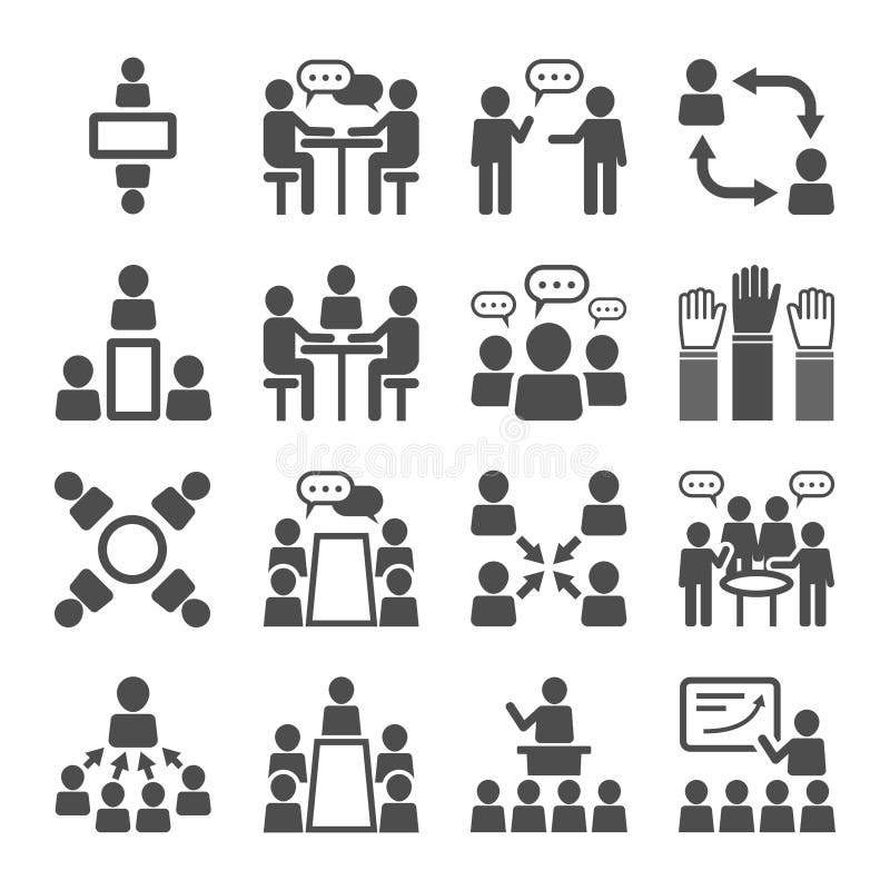 Meeting conference business people icon set royalty free illustration