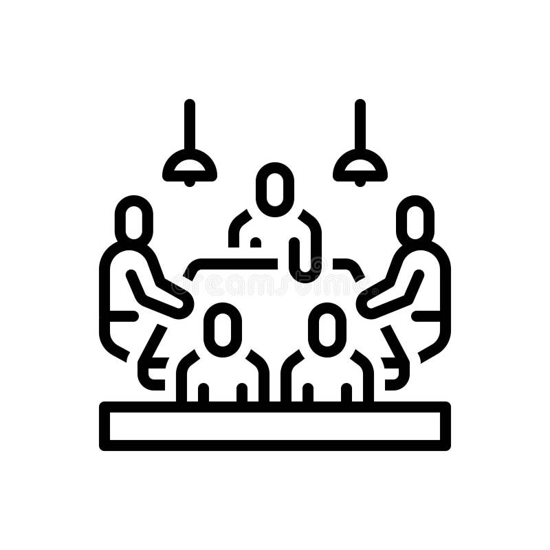 Black line icon for Meeting, congregation and conference stock illustration