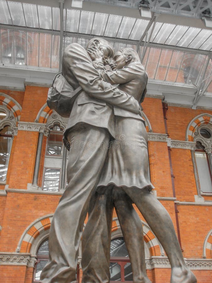 The Meeting Place on St Pancras Station, London stock photo The Meeting Place on St Pancras Station, London stock photo