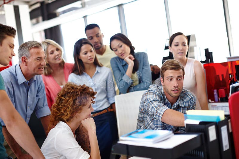 Meeting, planning and business people in office for discussion with internship for learning. Creative career stock images