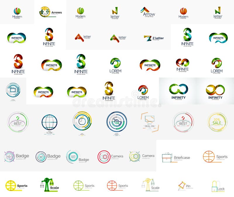 Mega collection of abstract company logo designs royalty free illustration