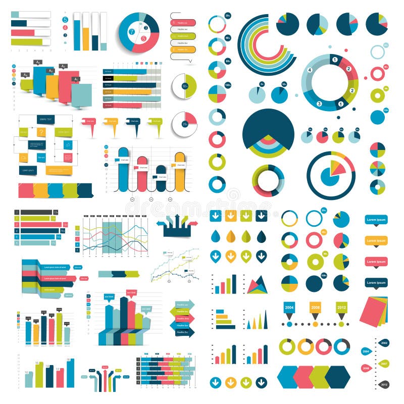 Mega Collection of charts, graphs, flowcharts, diagrams and infographics elements.