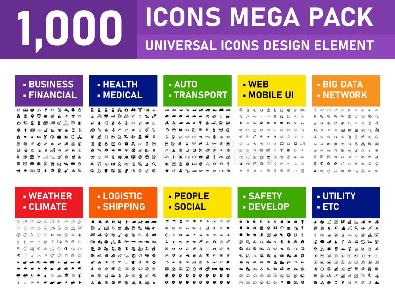 Vector illustration of 1000 icons pack for business