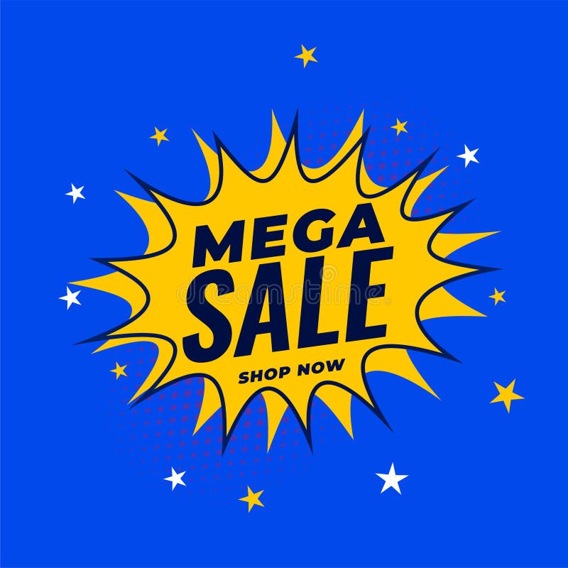 Mega sale discount offer template in comic style royalty free illustration