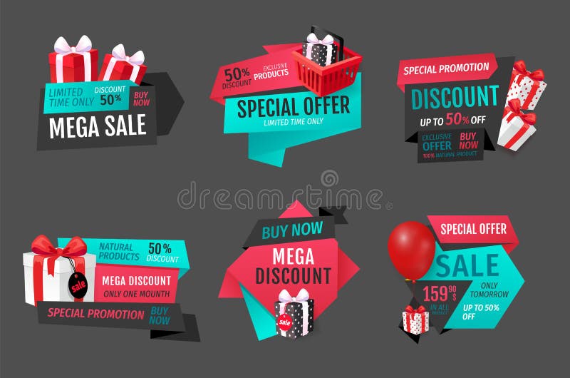 Mega Sale of Natural Products One Month Banners vector illustration Mega Sale of Natural Products One Month Banners vector illustration