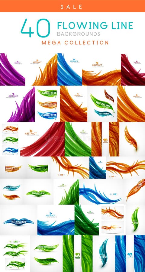 Mega set of abstract floral / feather wavy lines backgrounds. Mega set of abstract floral / feather wavy lines backgrounds