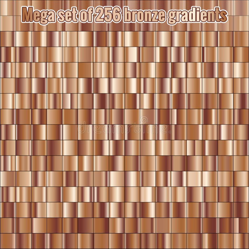 Mega set consisting of collection 256 bronze foil gradients. Metallic texture. Shiny background. EPS 10 vector illustration Mega set consisting of collection 256 bronze foil gradients. Metallic texture. Shiny background. EPS 10 vector illustration