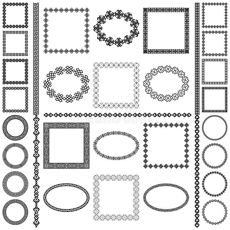 Mega Set of Ethnic Round Oval and Square Frames and Borders Stock ...