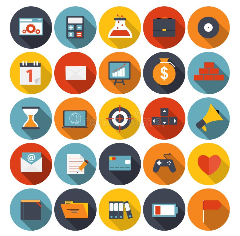 Mega Set of Flat Icons Vector Illustration. Stock Vector - Illustration ...