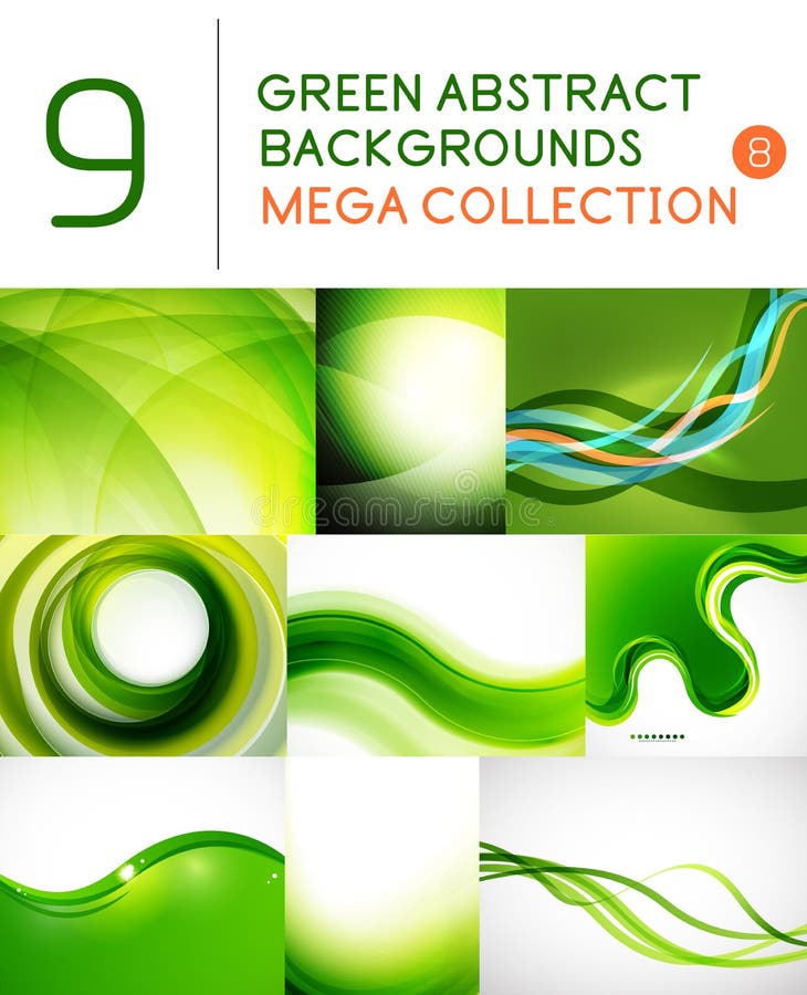 Mega set of green abstract backgrounds