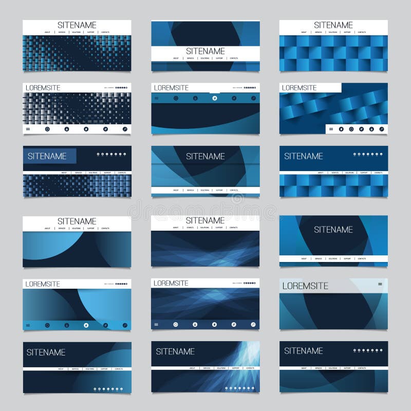 Mega Set of 18 Header, Card or Banner Designs stock illustration