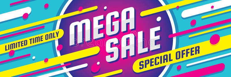 Mega sprzedaż rabat - wektorowa układu pojęcia ilustracja Abstrakcjonistyczny horyzontalny reklamowy promocyjny sztandar Specjaln ilustracji Mega sprzedaż rabat - wektorowa układu pojęcia ilustracja Abstrakcjonistyczny horyzontalny reklamowy promocyjny sztandar Specjaln ilustracji