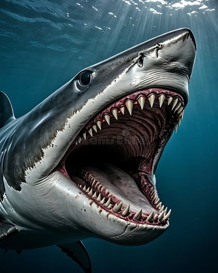 Megalodon, the Prehistoric Shark, Has a Massive Jaw Stock Illustration