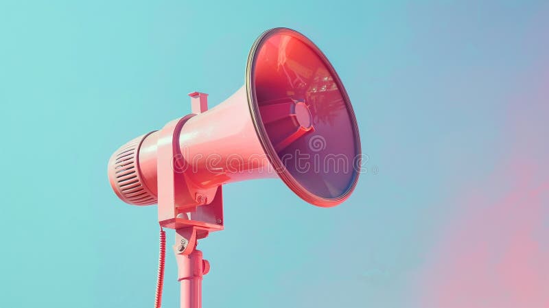 Megaphone in action, stock photo simplicity, minimalist pastel setting , clean sharp focus royalty free illustration