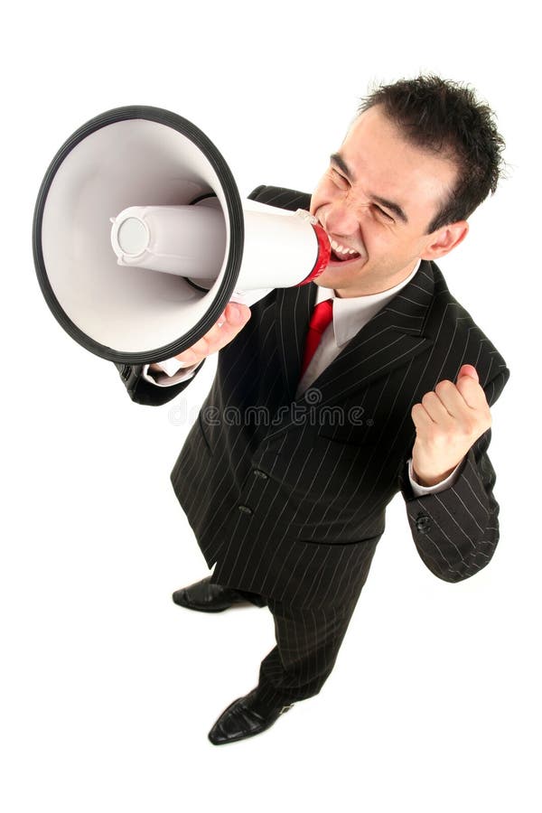 Megaphone επιχειρηματιών στοκ φωτογραφία με δικαίωμα ελεύθερης χρήσης