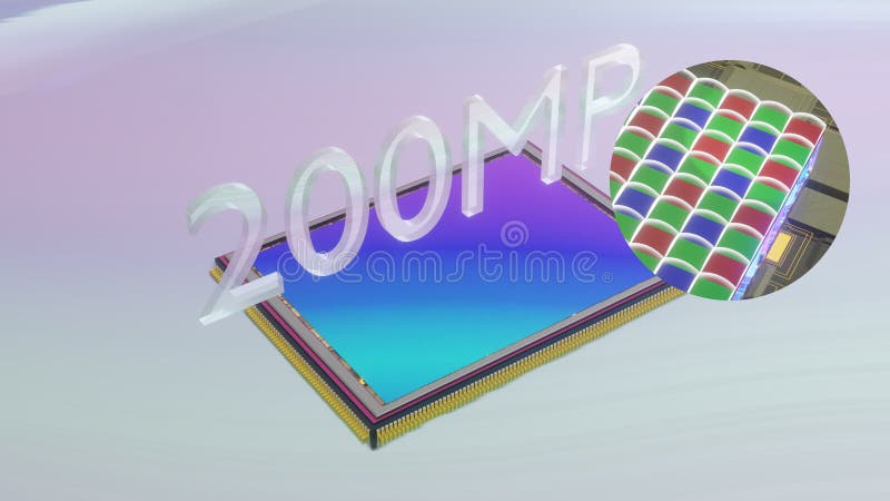 200 Megapixel Digitalkamera-Sensor mit vergrößerten Pixeln, 3D-Darstellung, die eine riesige moderne digitale Matrix-Technologie d vektor abbildung