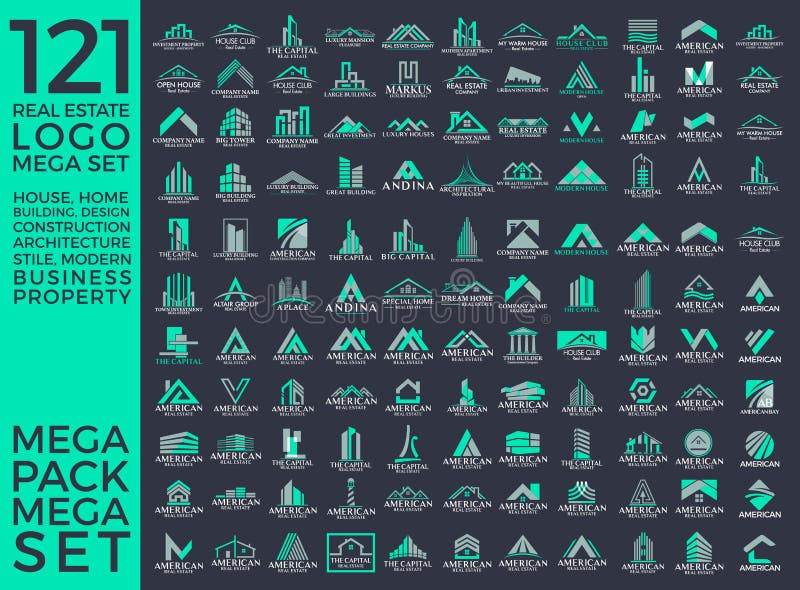 Megareeks en Grote Groep, Real Estate, de Bouw en Bouw Logo Vector Design royalty-vrije illustratie Megareeks en Grote Groep, Real Estate, de Bouw en Bouw Logo Vector Design royalty-vrije illustratie