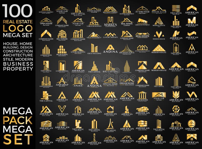 Megareeks en Grote Groep, Real Estate, de Bouw en Bouw Logo Vector Design stock illustratie Megareeks en Grote Groep, Real Estate, de Bouw en Bouw Logo Vector Design stock illustratie